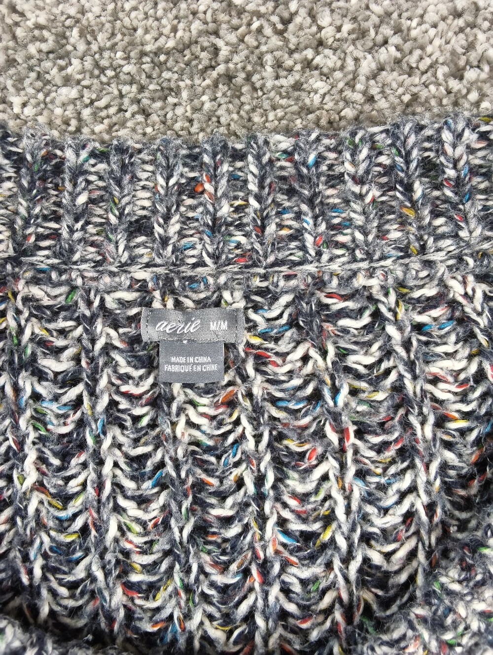 Aerie Sweater Women Size Medium Confetti Colorful Chunky Cable Knit - Picture 3 of 6